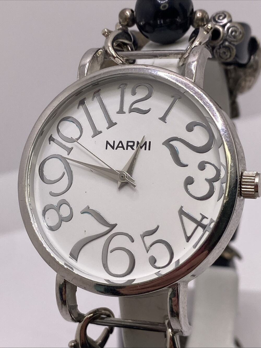 Narmi Womens Silver Beaded Vintage Watch New Battery